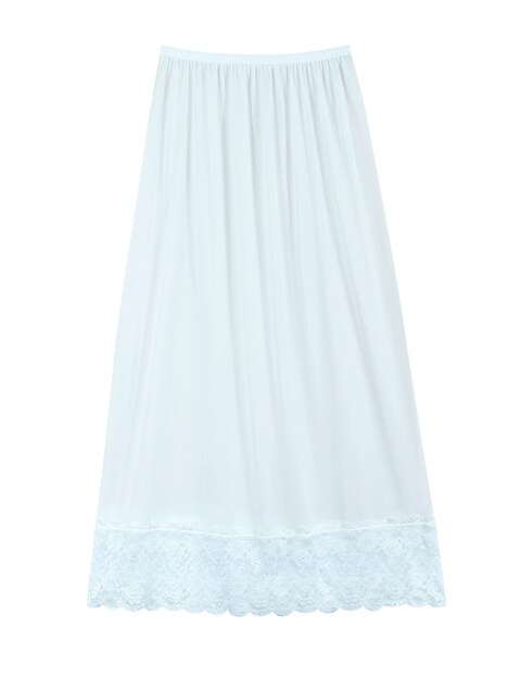3- Pieces  Full Length Soft inner Skirt Silk 100% with Elasticised Waistband Big Lace Women White XXL