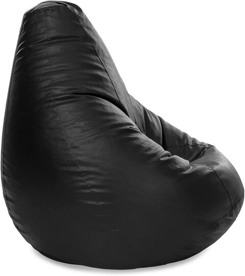 Luxe Decora PVC Bean Bag Cover Only (Medium, Black)