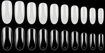 Generic 500 Pieces Almond Nail Tips Extension Clear Full Tips, Oval Shape Nails Full Transparent Tips (Size: 0-9)