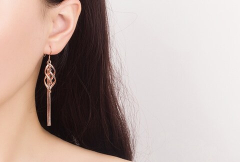 J&amp;J Korean version of fashion exaggerated mid-length diamond earrings female angry wild tassel earrings