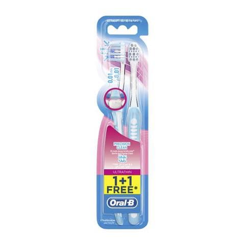 Oral-B Ultrathin Precision Clean Extra Soft Manual Toothbrush Multicolour 2 count