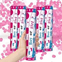 Pink Gender Reveal Confetti Cannon, Party Poppers for Pregnancy Announcement and Baby Girl Gender Reveal Party Supplies [5 Pack]