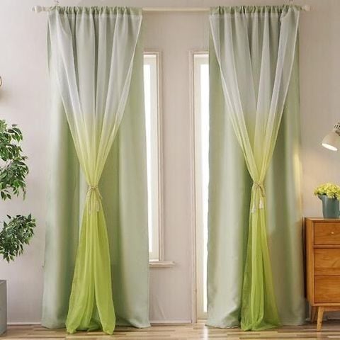 Double Layer Window Curtain Set Of 2, Double Layer Curtains