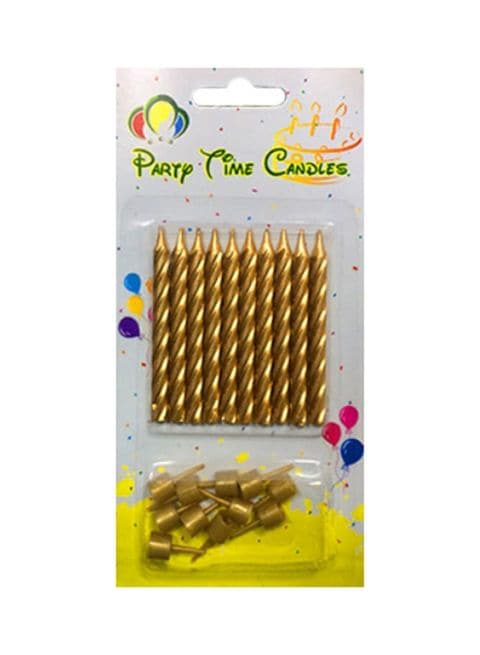 Party Time 10-Piece Spiral Candles - Gold