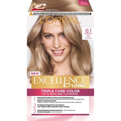 Buy L'oreal Paris Excellence Creme 8.1 Light Ash Blonde Hair Color 1 ...