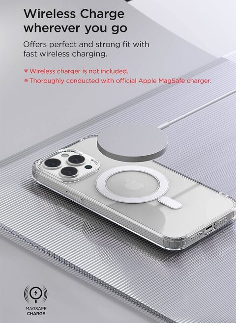 VRS Design Crystal Mixx Magnetic designed for iPhone 14 Pro MAX case cover compatible with MagSafe with Tempered Glass Screen Protector and Camera Lens Protector - Clear