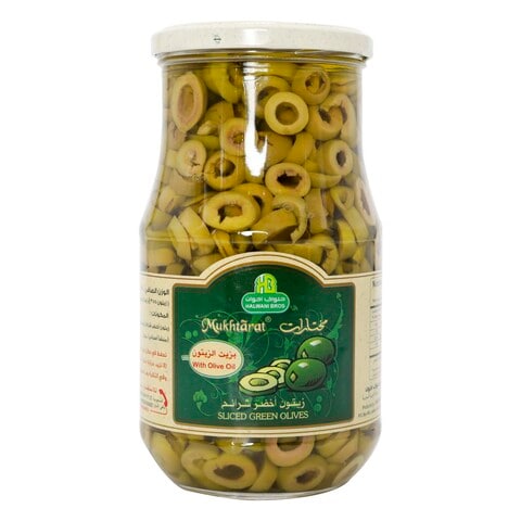 Halwani Bros Mukhtarat Sliced Green Olives In Olive Oil 650g