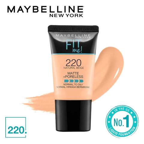 Maybelline New York Fit Me Matte + Poreless Liquid Foundation 220 Natural Beige 18ml