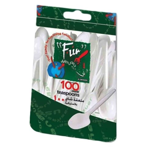 Fun Plastic Teaspoon Set White Pack of 100