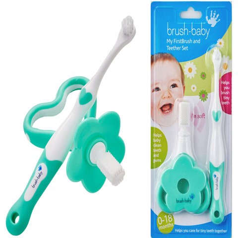 Brush Baby My First Brush And Teether Set 0-18m BRB097 Multicolour Pack of 2