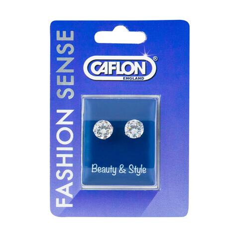Caflon Fashion Sense White Stainless White Cubic Zirconia Earring, 8mm