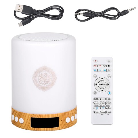 Generic-Portable Wire-less BT Quran Speaker with Remote Control MP3 Player FM Radio 7-Color Led Night Light Bedside Desk Table Lamp