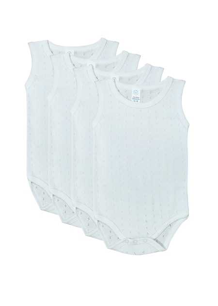 4-Pieces Bodysuit Onesies barbtoz Perforated Baby Boys Underwear Cotton 100% White ( 24-30 Months )