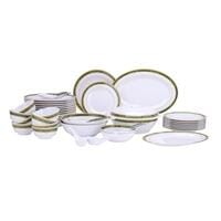 54pcs Melamine Ware Dinner Set, DC2107   Lightweight   Chip Resistant   Dishwasher-Safe   Elegant Design   Superior Quality   Plates, Dishes, Bowls, Spoons, Service For 6