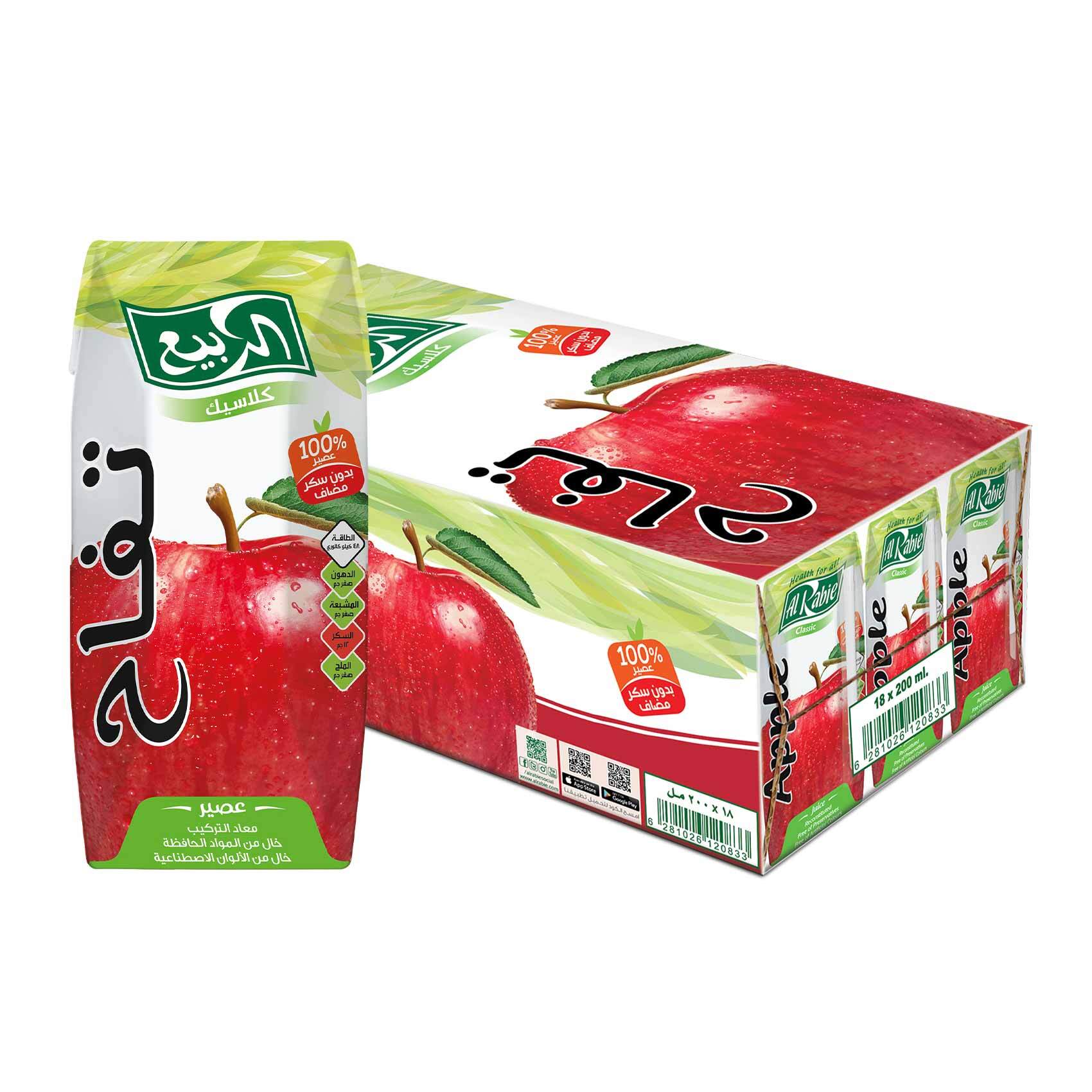 Buy Alrabie Apple Juice 200 Ml X 18 Online Shop Beverages On Carrefour Saudi Arabia