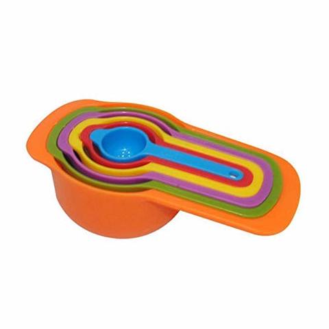 Generic 6-Piece Rainbow Combination Measuring Cups And Spoons Set Multicolour 5X9X17cm