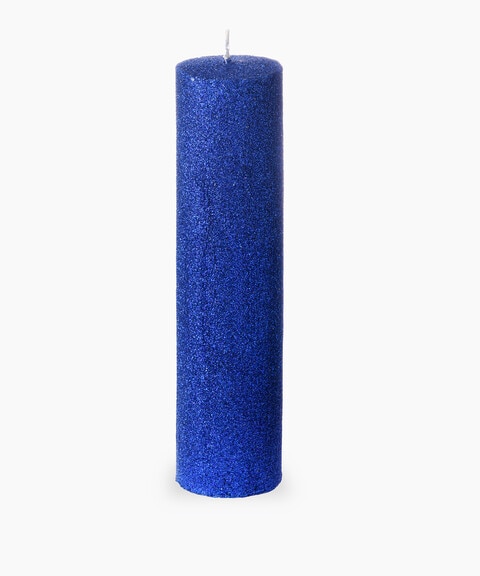 Blue Glitter pillar candle