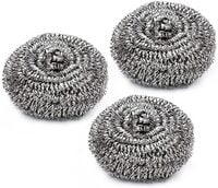 Royalford Royalbright Heavy Duty Scourer- RF10635 Steel Wool Scrubber For Dishes, Pots And Pans For Kitchen And Bathroom Use Non-Rusting Wire Scrubbers Tough Removal Scrubbers Pack Of 3 Silver