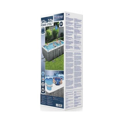 Bestway Power Steel Rectangular Swimming Pool Grey 412x201x122cm (Plus Extra Supplier&#39;s Delivery Charge Outside Doha)