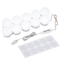 Generic-White LEDs Vanity Mirror Lights Kit with 10 Light Bulbs 3 Color Modes &amp; Dimmable 10 Brightness Levels USB Powered Mirror String Light for Makeup Dressing Table