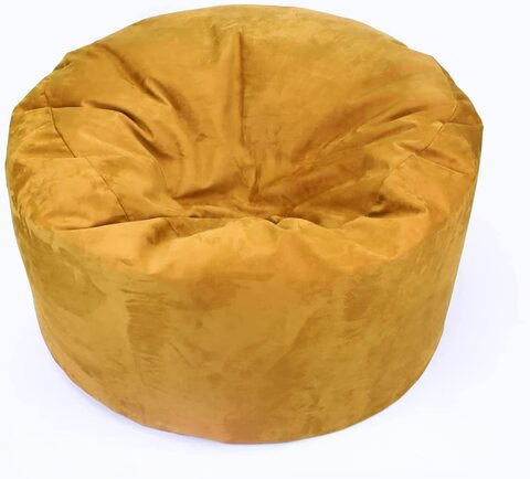Luxe Decora Pluche Water Repellent Suede Bean Bag With Filling (Compact, MAndarin Orange)