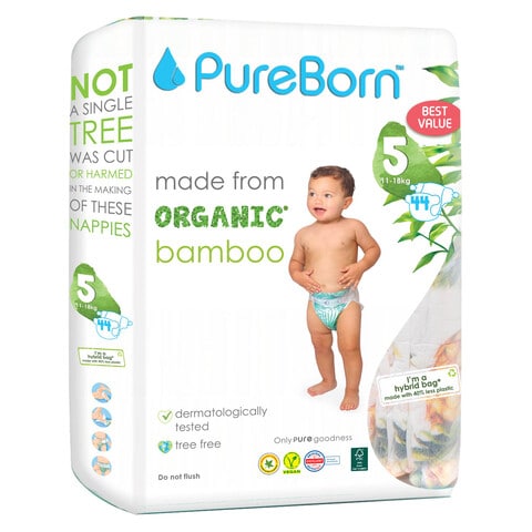 Buy Pureborn Organic Bamboo Diaper Pants Size 5 11-18kg White 44 Diapers  Online - Shop Baby Products on Carrefour UAE