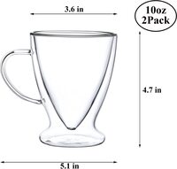 1CHASE&reg; Double Walled Irish Glass Coffee Mugs with Handle,Insulated Layer Coffee Cups,Clear Borosilicate Glass Mugs,Perfect for Cappuccino,Tea,Latte,Espresso,Hot Beverages Set of 2 300 ML