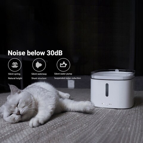 XIAOMI SMART AUTOMATIC PET WATER DISPENSER FOUNTAIN DRINKING BOWL LIVING WATER  Circulating water spring   4-stage filtering   Quiet-running   Smart home connection FOR CATS DOGS DRINKING WATER  2L