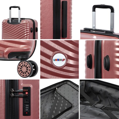 Biggdesign Moods Up Medium Suitcase With Wheels Hardshell Luggage With Spinner Wheel Travel Suitcases With Wheels Lock System Lightweight Rosegold 20 Inch