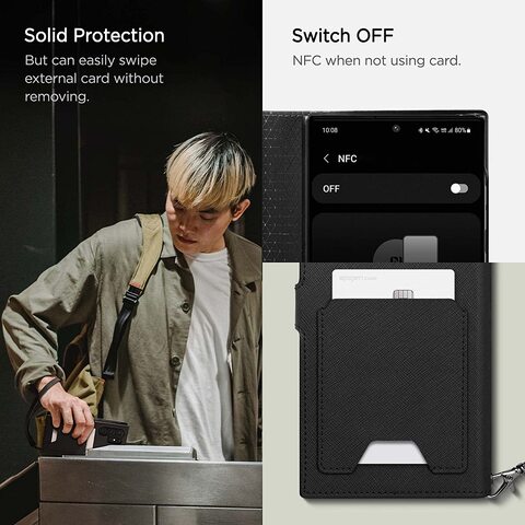 Spigen Wallet S Plus designed for Samsung Galaxy S23 ULTRA case cover folio (2023) [7 Cards + Cash] - Black