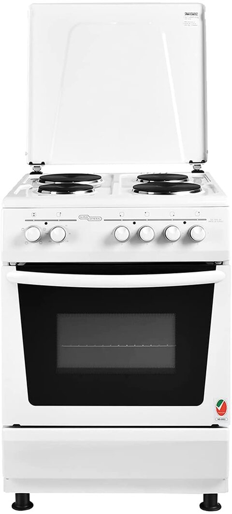 Buy Super General Freestanding Electric-Cooker 4 Hot Plates,  Stainless-Steel Cooker, Electric Oven With Splash Protection, White, 60 x  60 x 85 cm, SGC-6041-BS, 1 Year Warranty (Installation not Included) Online  - Shop