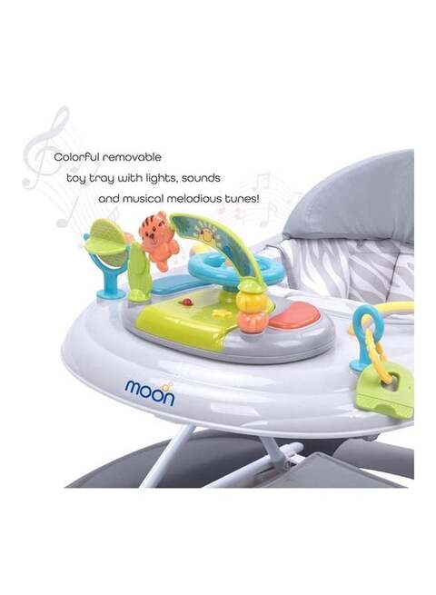Moon Crusie 4 In 1 Walker Jumper 6 To 18 Months, Jungle Themed Removable Music Box Well Padded Seat, Strong Metal Frame