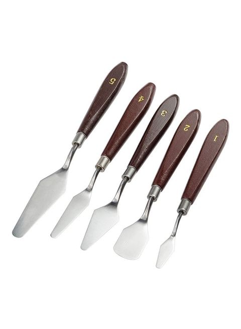 Generic 5-Piece Type 93 Palette Knife Oil Painting Set Grey/Brown 116G