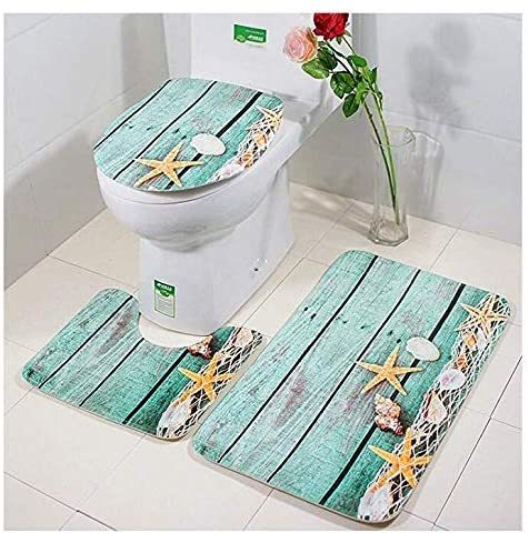 Buy Doreen 3 Piece Bath Mat Set Bath Rug Set Non Slip Bathroom Rugs For Kitchen Shower And Toilet Starfish Floor Pedestal Rug Lid Toilet Cover Bath Mat Online Shop