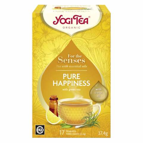 Yogi Tea Organic For The Senses Essential Oil Pure Happiness Green Tea Bags 2.2g x 17 Counts
