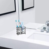 Toothbrush Holder - Stainless Steel Toothpaste Holder Bathroom Accessories Organizer (Small, Black)