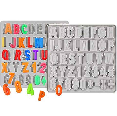 Generic Silicone Letter Molds For Chocolate Covered Strawberries, Alphabet And Numbers Fondant Molds Uppercase Candy Letter Molds For Beautiful Heart Cake Decorations Soap Gummy Resin Molds, 2 Pieces