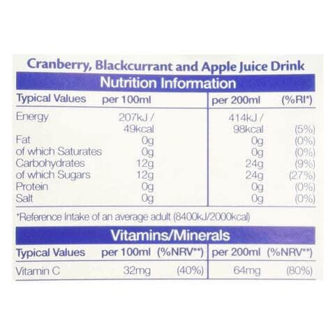 Ocean Spray Cranberry And Blackcurrant Juice 1L
