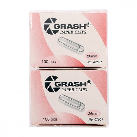 Grash Paper Clips 100 Pcs 26mm Pack of 2