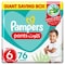 Pampers Baby-Dry Pants Diapers With Aloe Vera Lotion Size 6 (16-21kg) Giant Box 76 Pants