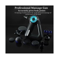 Massage Gun Deep Tissue Percussion Muscle Massager For Athletes Handheld 11MM Deep Percussive Massage Gun 6 Speeds Body Massager With 12 Massage Heads for Back Shoulder Full Body Pain Relief