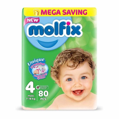 Molfix Baby Diapers Maxi Size 4 Mega Pack - 80 Diapers