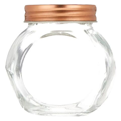 Harmony Table Top Glass Spice Jar Set 840ml 4 Pieces - Clear Glass Rose Gold Lid