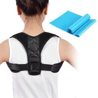 Generic-Posture Corrector with Exercise Resistance Band Breathable Adjustable Upper Back Brace for Clavicle Support Shoulder Back Pain Relief for Men and Women