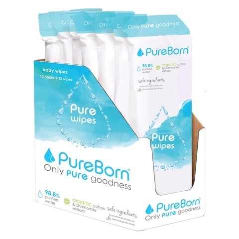 Pureborn Organic Cotton White 10 Wipes