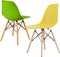 Dining Chairs, Modern Kitchen Dining Side Chair, Casual Shell Chair, Eames Style Chair, Plastic Chairs with Wooden Legs, for Home Office Hotel Bistro Cafe Restaurant, Set of 2 (Green&amp;Yellow)