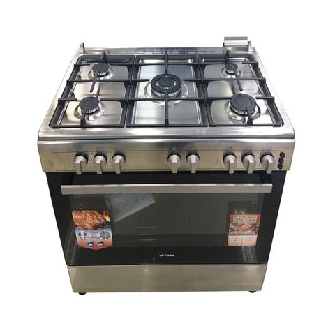 Aftron 4 Gas Burners Cooker AFGR6075SFSD Silver/Black (Plus Extra Supplier&#39;s Delivery Charge Outside Doha)