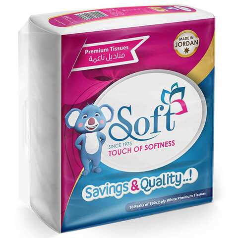 Buy Soft Facial Tissues Nylon 180 Sheet 10 Pieces Online - Shop