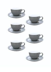 Liying 12Pcs Porcelain Cups And Saucers Set - Grey Colour Coffee Set - 90Ml Cup 6Pcs And Saucer 6Pcs Set For Idle Turkish Coffee, Espresso, Cappuccino