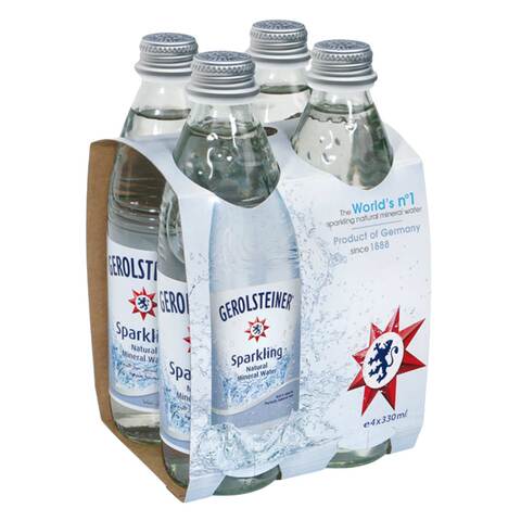 Gerolsteiner Sparkling Natural Mineral Water 330ml x Pack of 4